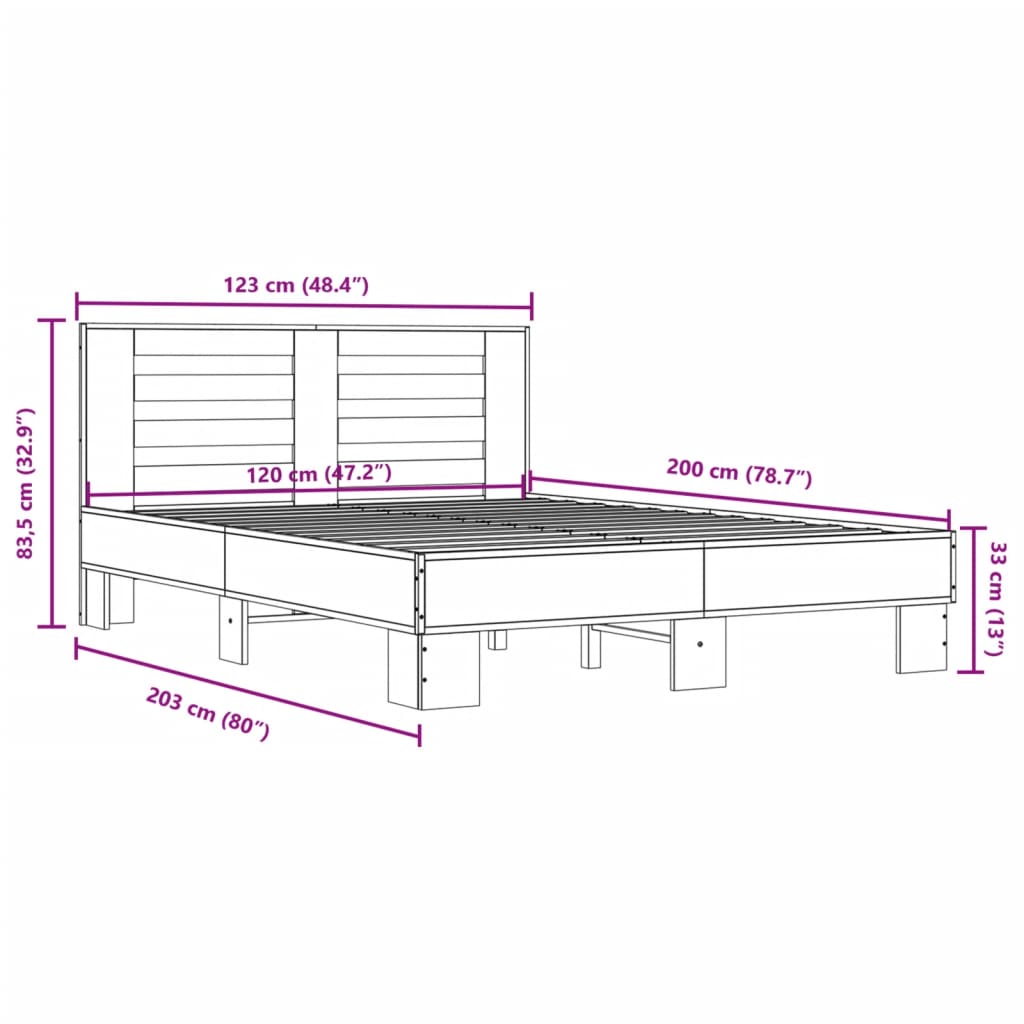 Giroletto Grigio Sonoma 120x200 cm in Legno Multistrato Metallo 3280110