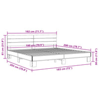 Giroletto Grigio Sonoma 180x200 cm in Legno Multistrato Metallo 3280135