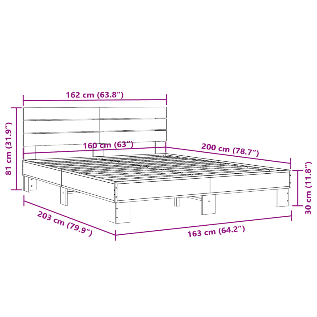 Giroletto Nero 160x200 cm in Legno Multistrato e Metallo 3280137