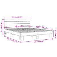 Giroletto Nero 160x200 cm in Legno Multistrato e Metallo 3280137