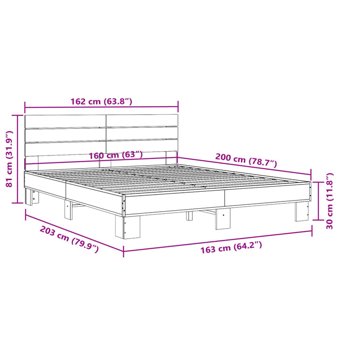 Giroletto Nero 160x200 cm in Legno Multistrato e Metallo 3280137