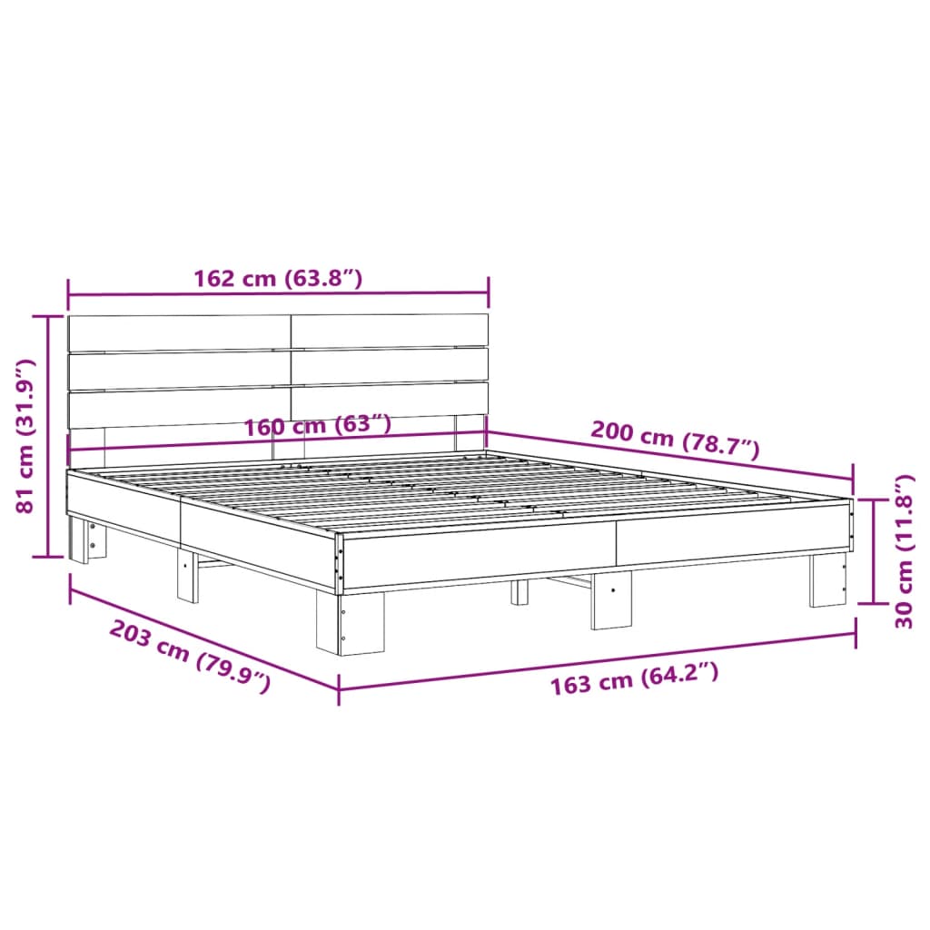 Giroletto Rovere Fumo 160x200 cm in Legno Multistrato Metallo 3280139