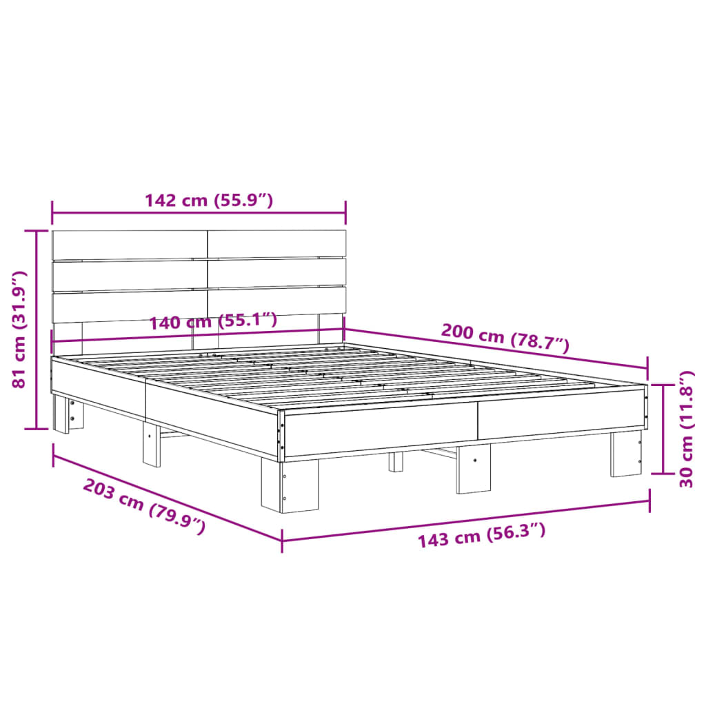 Giroletto Grigio Sonoma 140x200 cm in Legno Multistrato Metallo 3280150