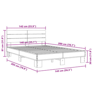 Giroletto Grigio Sonoma 140x200 cm in Legno Multistrato Metallo 3280150