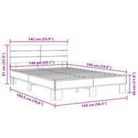 Giroletto Grigio Sonoma 140x190 cm in Legno Multistrato Metallo 3280170