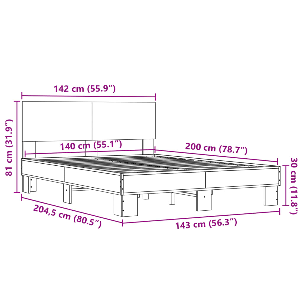 Giroletto Nero 140x200 cm in Legno Multistrato e Metallo 3280192