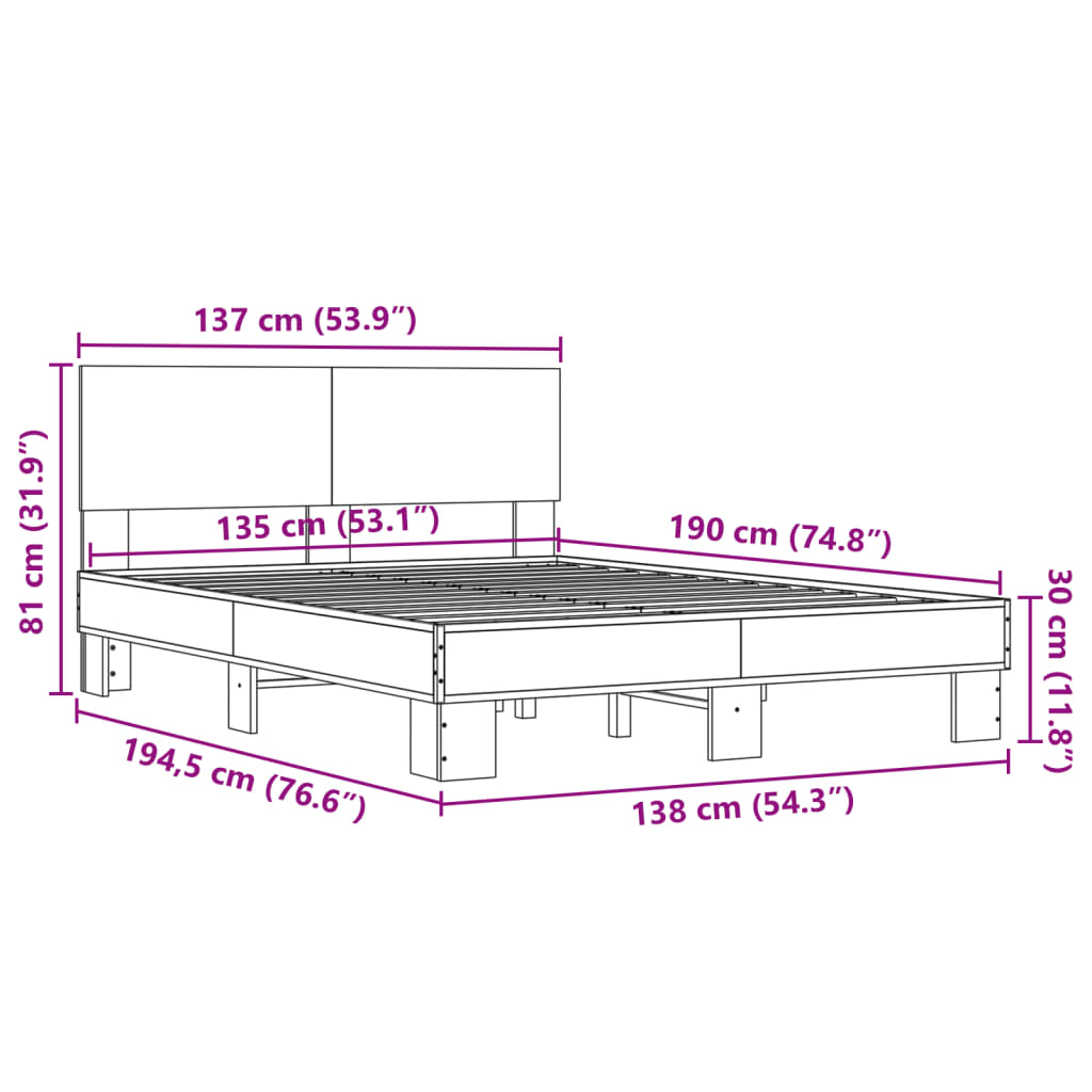 Giroletto Rovere Fumo 135x190 cm in Legno Multistrato Metallo 3280209