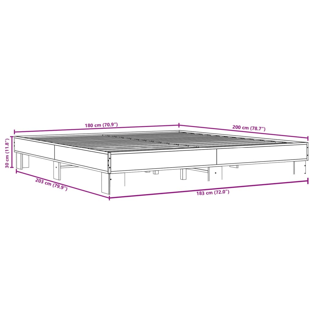 Giroletto Rovere Fumo 180x200 cm in Legno Multistrato Metallo 3280224