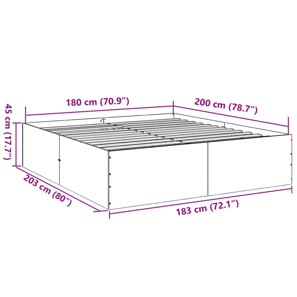 Giroletto Nero 180x200 cm in Legno Multistrato 3280903