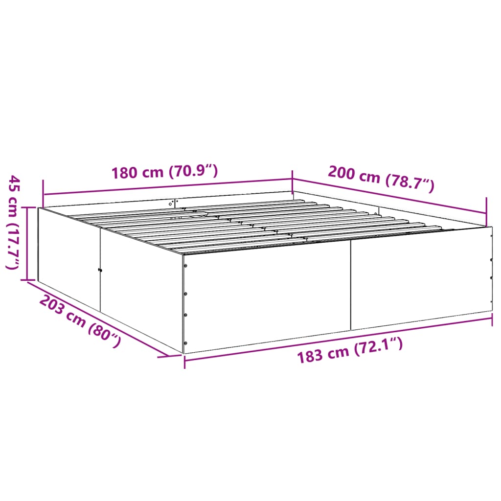 Giroletto Grigio Sonoma 180x200 cm in Legno Multistrato 3280907