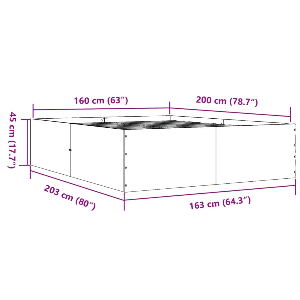 Giroletto Nero 160x200 cm in Legno Multistrato 3280910