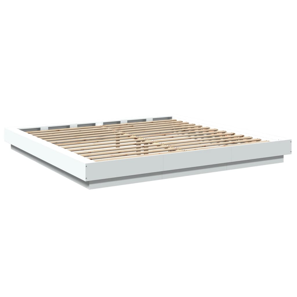 Giroletto con Luci LED Bianco 180x200 cm in Legno Multistrato 3281077