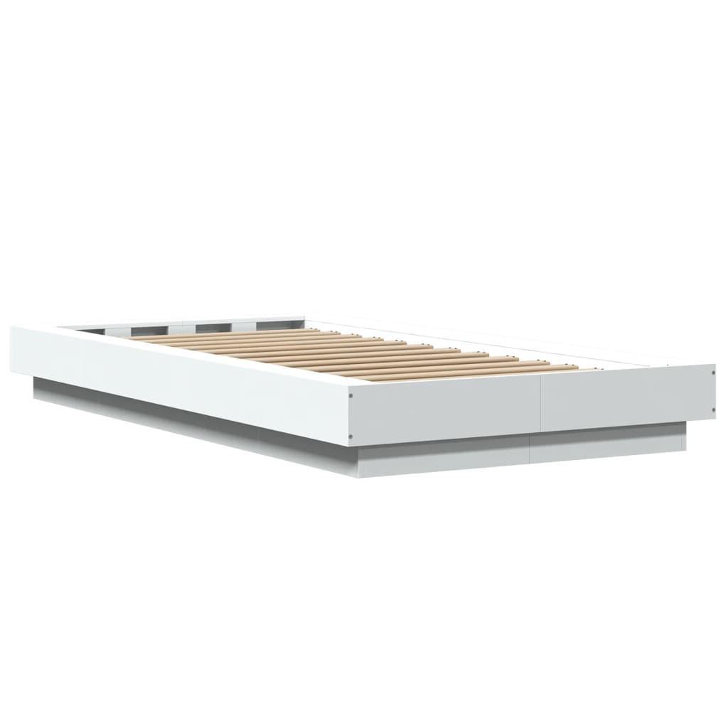 Giroletto con Luci LED Bianco 100x200 cm in Legno Massello 3281112