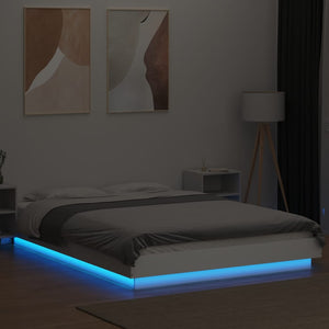 Giroletto con Luci LED Bianco 135x190 cm in Legno Multistrato 3281133