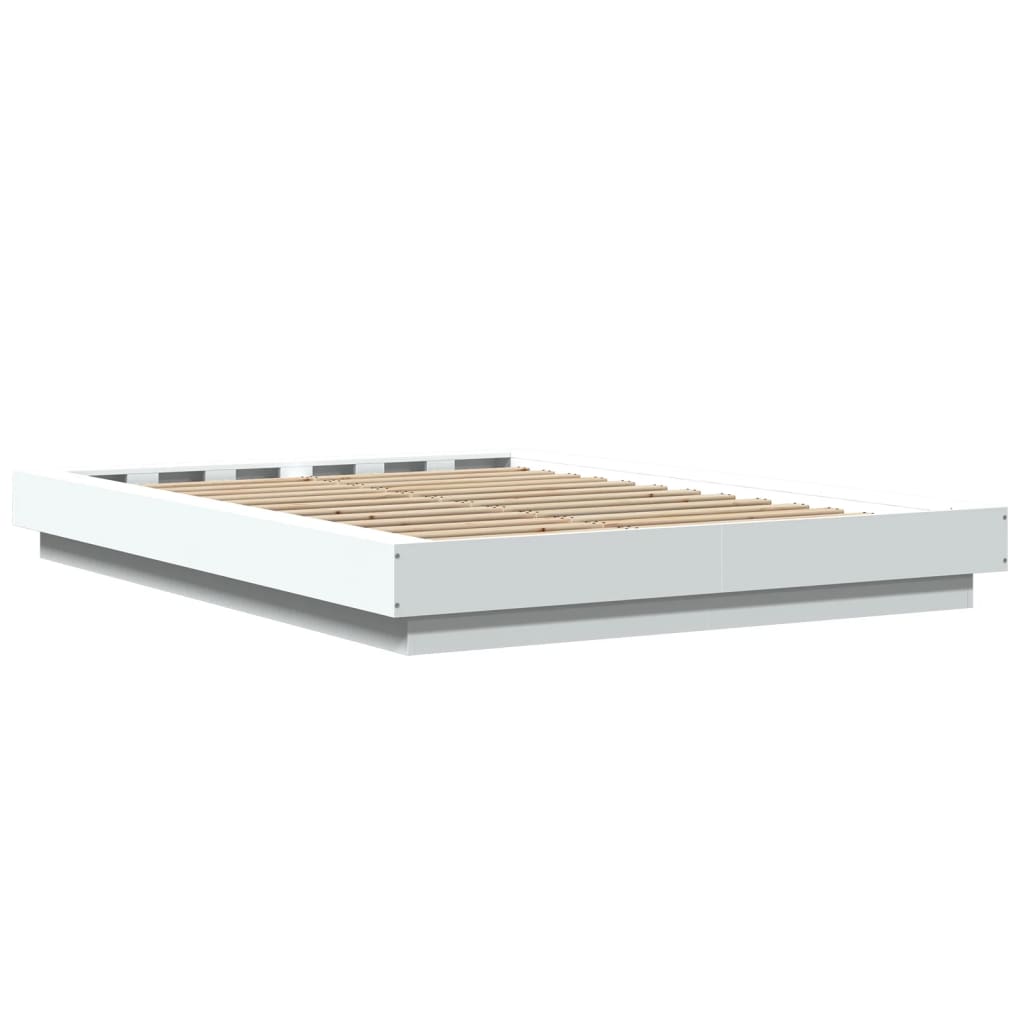 Giroletto con Luci LED Bianco 135x190 cm in Legno Multistrato 3281133