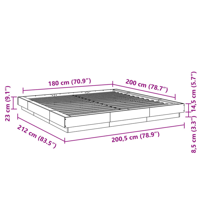 Giroletto Nero 180x200 cm in Legno Multistrato 3281169