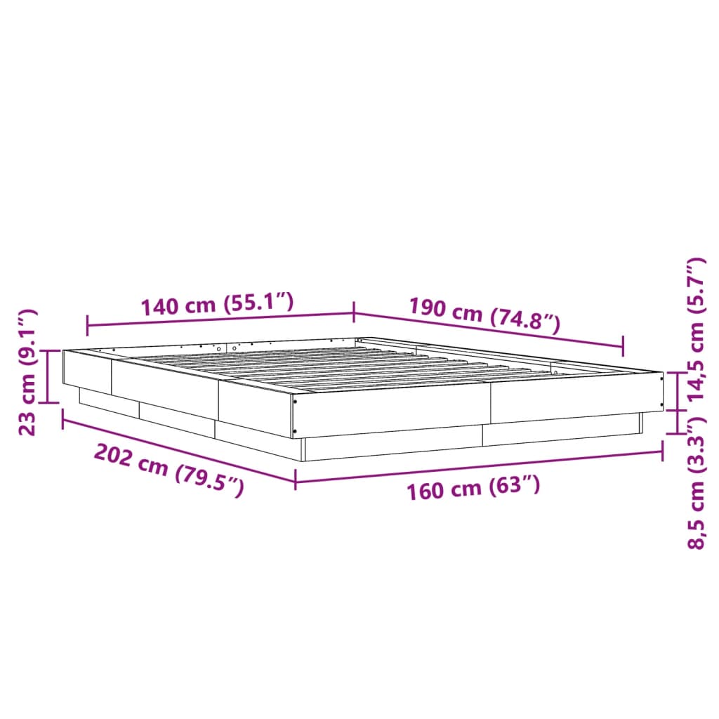 Giroletto Grigio Sonoma 140x190 cm in Legno Multistrato 3281222