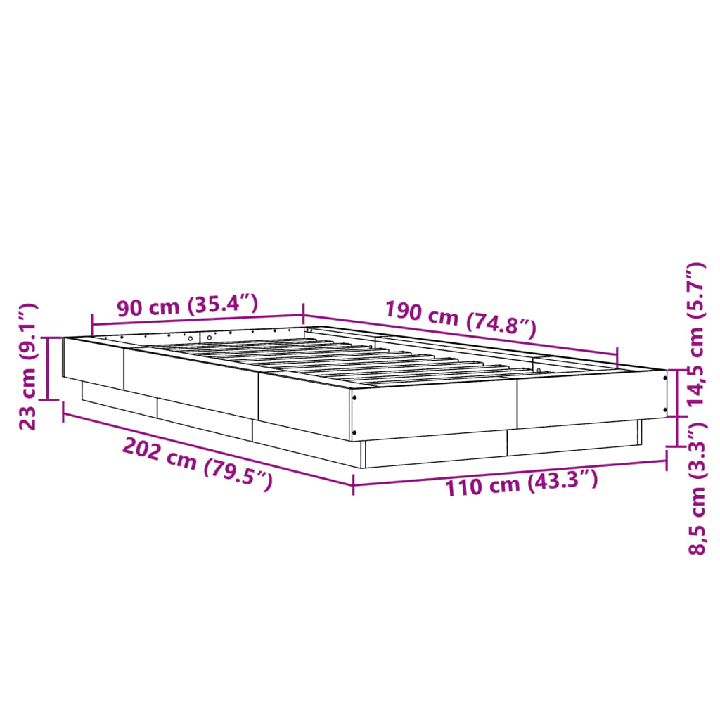 Giroletto Nero 90x190 cm in Legno Multistrato 3281239