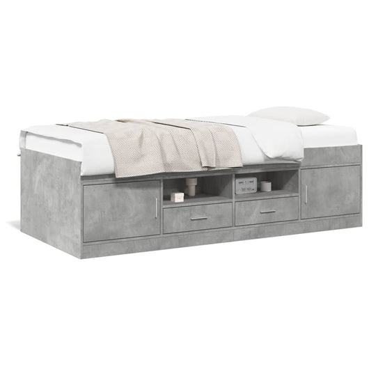 Divano Letto con Cassetti Grigio Cemento 90x190 cm Multistrato 3280254