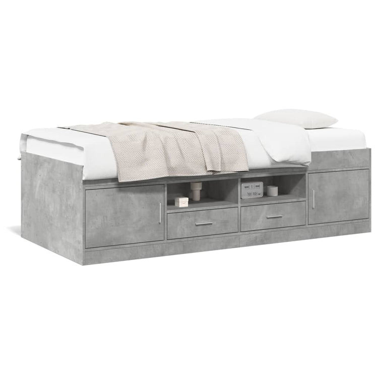 Divano Letto con Cassetti Grigio Cemento 90x190 cm Multistrato 3280254