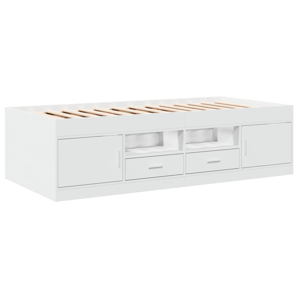 Divano Letto con Cassetti Bianco 75x190 cm in Legno Multistrato 3280258