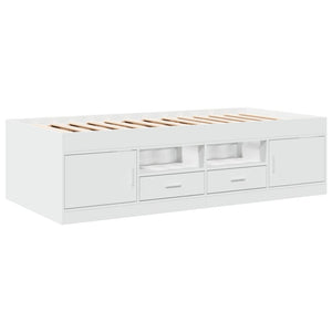 Divano Letto con Cassetti Bianco 75x190 cm in Legno Multistrato 3280258