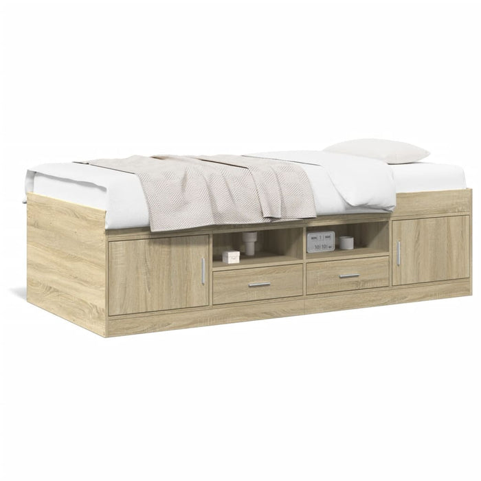 Divano Letto con Cassetti Rovere Sonoma 75x190 cm Multistratocod mxl 115684