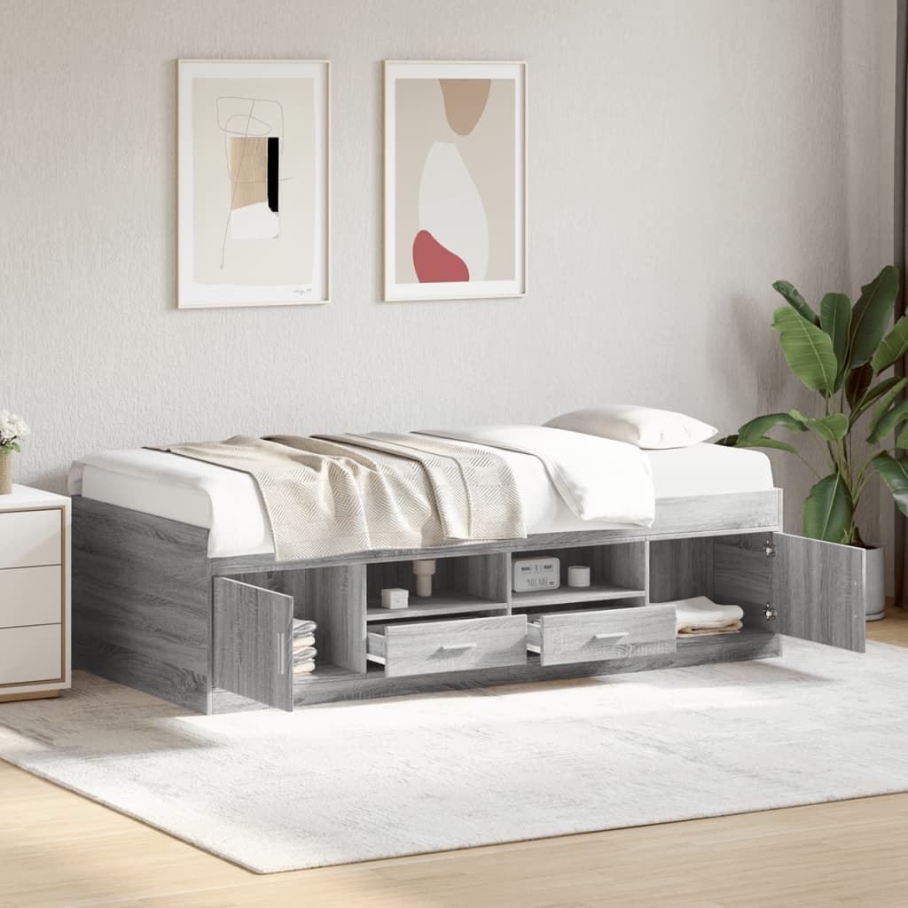 Divano Letto con Cassetti Grigio Sonoma 75x190 cm Multistratocod mxl 91711