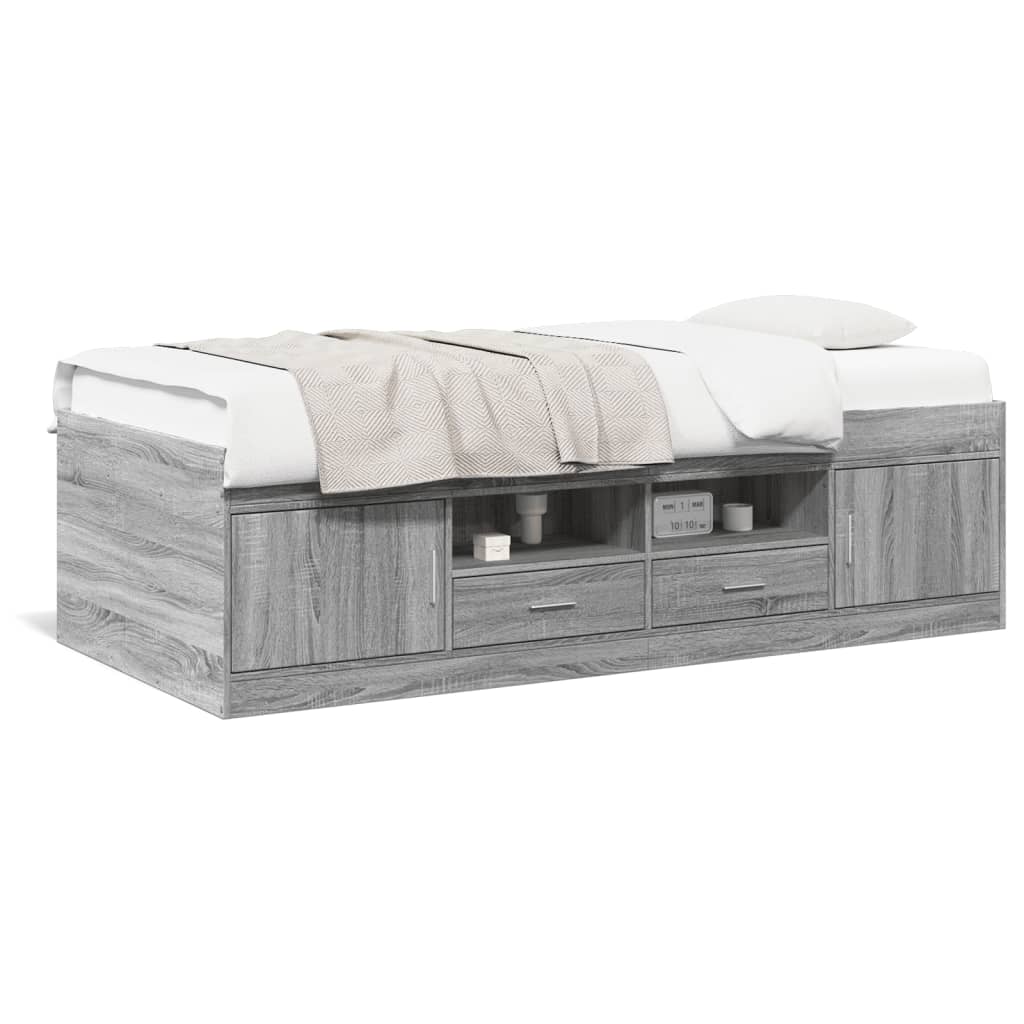 Divano Letto con Cassetti Grigio Sonoma 75x190 cm Multistrato 3280263