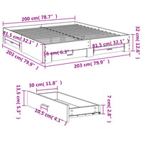 Giroletto con Cassetti Bianco 200x200 cm in Legno Multistrato 3280356