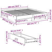 Giroletto con Cassetti Bianco 180x200 cm in Legno Multistrato 3280363