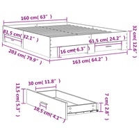 Giroletto Cassetti Rovere Sonoma 160x200 cm Legno Multistrato 3280372