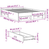 Giroletto con Cassetti Bianco 120x200 cm in Legno Multistrato 3280391