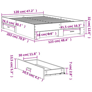 Giroletto con Cassetti Bianco 120x200 cm in Legno Multistrato 3280391