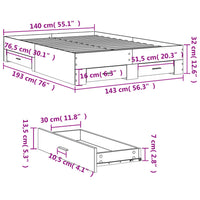 Giroletto Cassetti Rovere Sonoma 140x190 cm Legno Multistrato 3280400