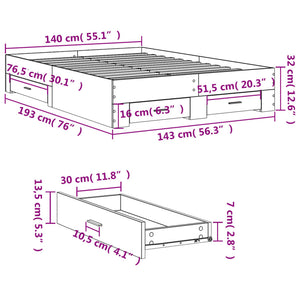 Giroletto Cassetti Rovere Sonoma 140x190 cm Legno Multistrato 3280400