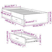 Giroletto con Cassetti Bianco 90x190 cm in Legno Multistrato 3280433