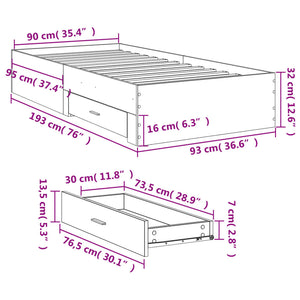 Giroletto con Cassetti Bianco 90x190 cm in Legno Multistrato 3280433