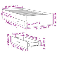 Giroletto Cassetti Rovere Marrone 90x190 cm Legno Multistrato 3280439