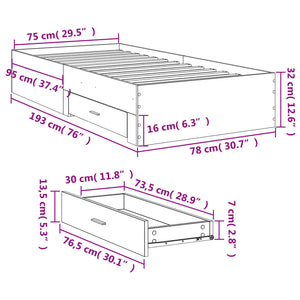 Giroletto Cassetti Grigio Cemento 75x190 cm Legno Multistrato 3280443