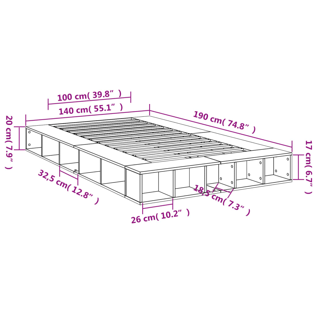 Giroletto Nero 140x190 cm in Legno Multistrato 3280490