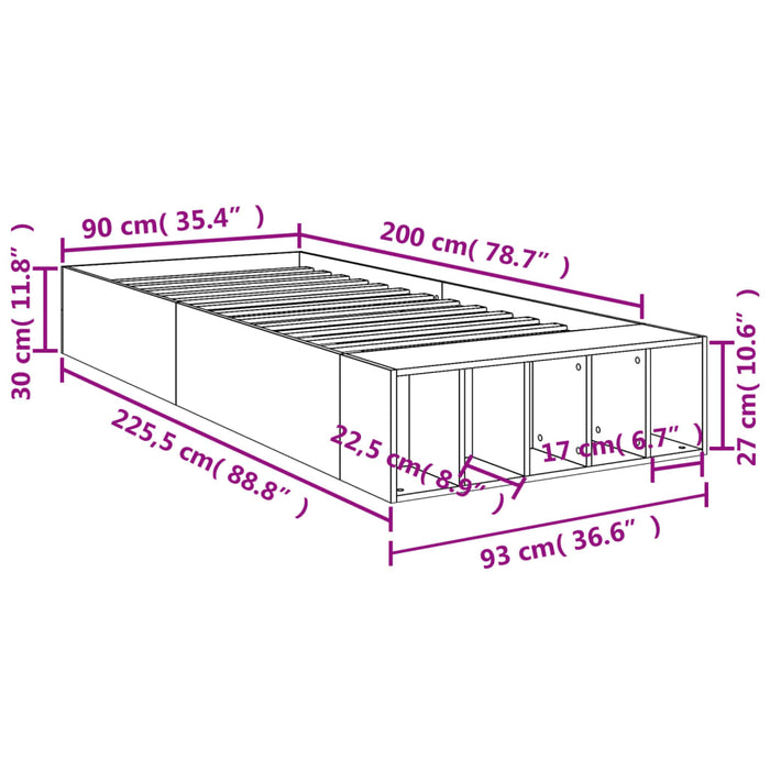 Giroletto Nero 90x200 cm in Legno Multistrato 3280609