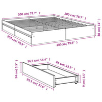 Giroletto con Cassetti Bianco 200x200 cm in Legno Multistrato 3280629