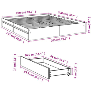 Giroletto con Cassetti Bianco 200x200 cm in Legno Multistrato 3280629