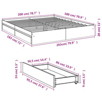 Giroletto Cassetti Grigio Cemento 180x200 cm Legno Multistrato 3280639