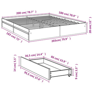 Giroletto Cassetti Grigio Cemento 180x200 cm Legno Multistrato 3280639