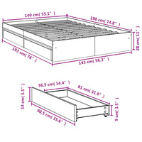 Giroletto con Cassetti Bianco 140x200 cm in Legno Multistrato 3280657