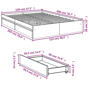 Giroletto con Cassetti Bianco 120x200 cm in Legno Multistrato 3280664