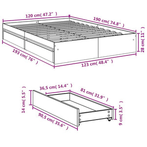 Giroletto con Cassetti Bianco 120x190 cm in Legno Multistrato 3280699