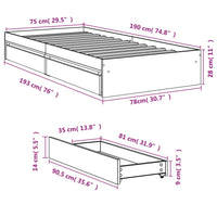 Giroletto Cassetti Rovere Sonoma 75x190 cm Legno Multistrato 3280715